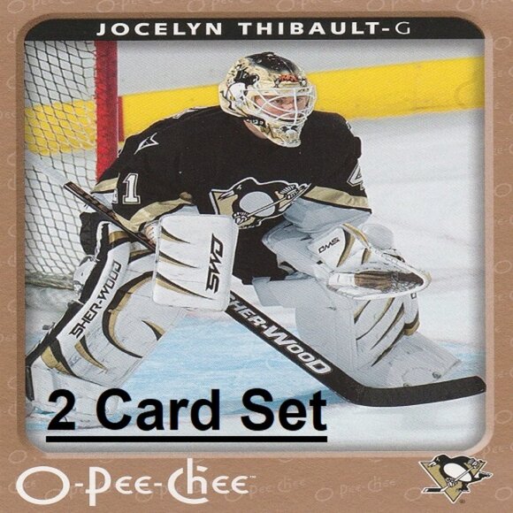Jocelyn Thibault Pittsburgh Penguins NHL Hockey Card Collection - 2 Card Set - Picture 1 of 3